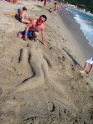 Mermaid sandcastle, Corsica France